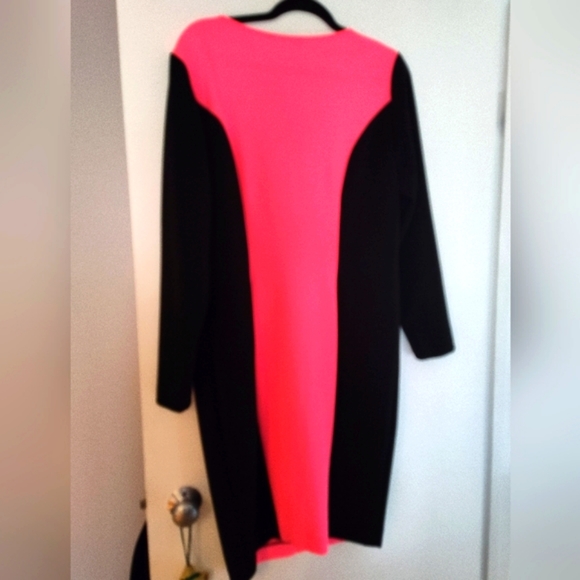 80s Vintage Body on Neon & Black Dress - Sz 14 - Picture 2 of 5